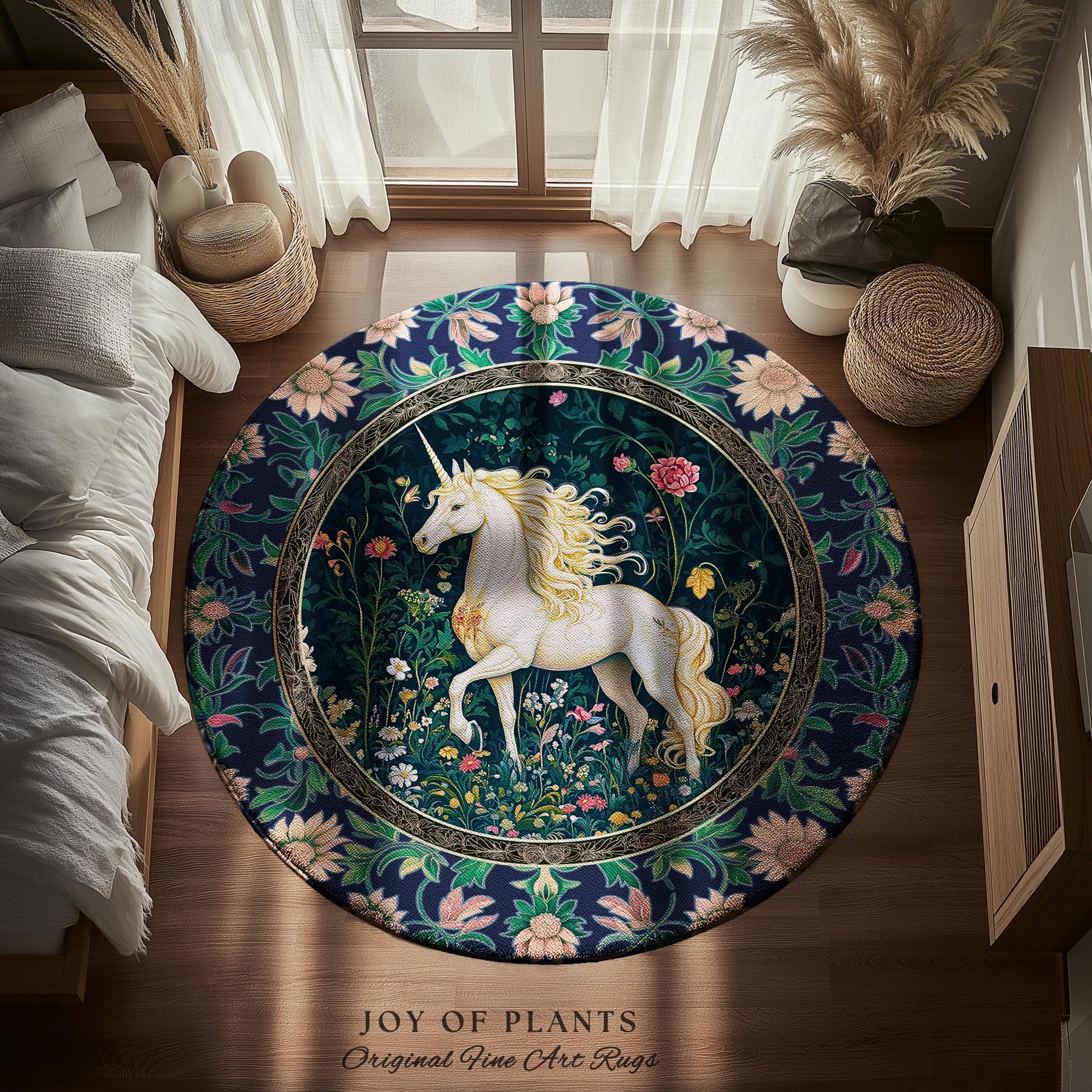 Storybook Elegance Magical Accent Rug | Unicorn Area Rug Dark Fairytale Gothic Maximalist Colorful Whimsical Victorian Fairycore Area Rug |