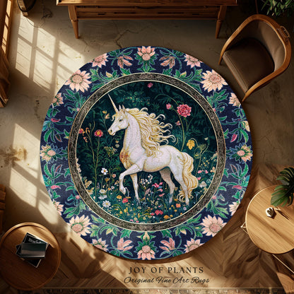 Storybook Elegance Magical Accent Rug | Unicorn Area Rug Dark Fairytale Gothic Maximalist Colorful Whimsical Victorian Fairycore Area Rug |