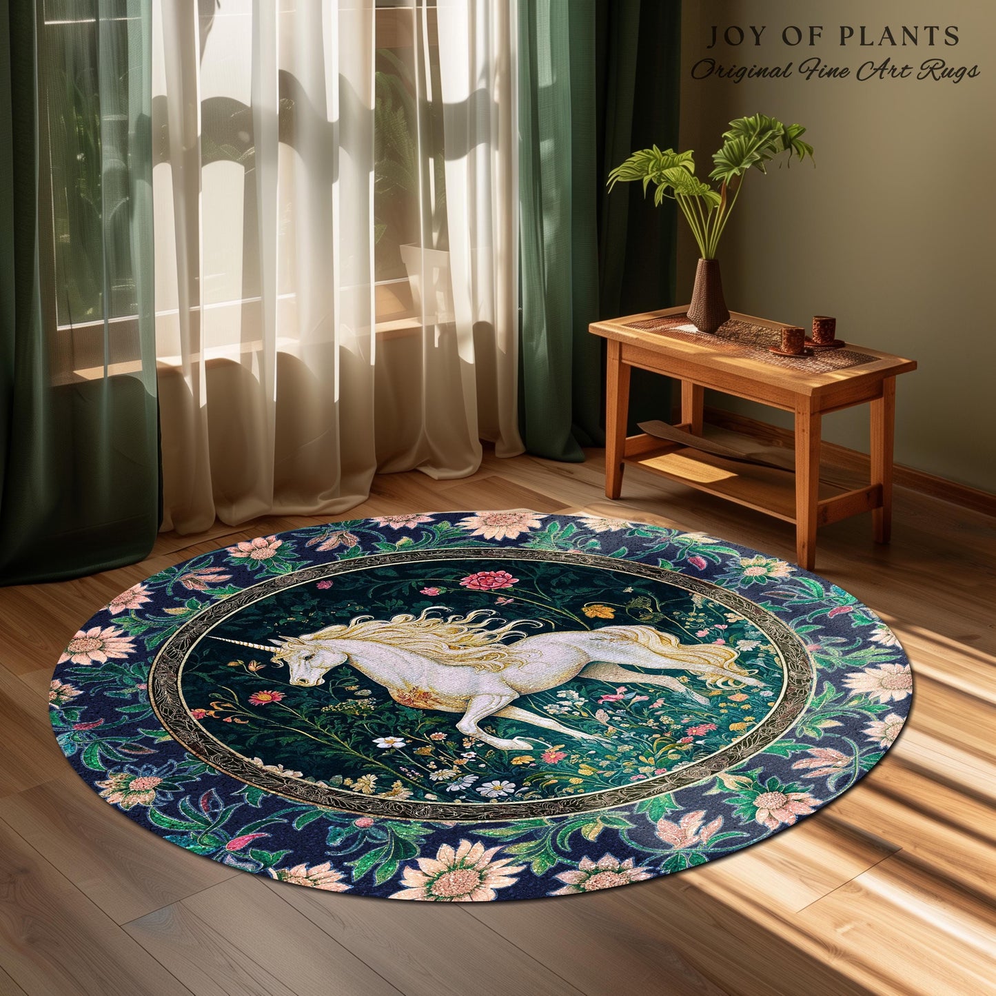 Storybook Elegance Magical Accent Rug | Unicorn Area Rug Dark Fairytale Gothic Maximalist Colorful Whimsical Victorian Fairycore Area Rug |