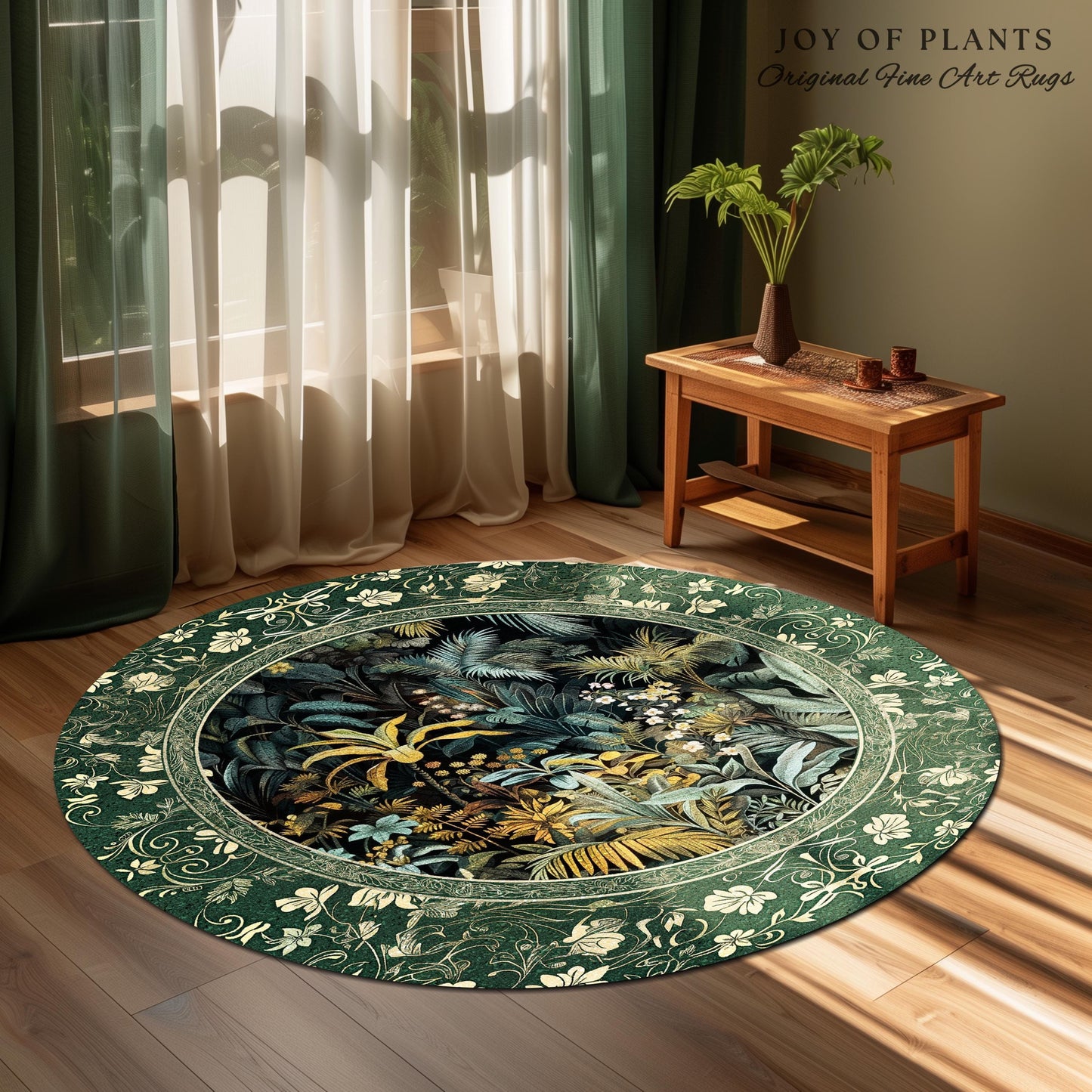 Jungle Leaves Botanical Area Rug | Tropical Jungle Nature Lover Book Nook Cozy Plant Lover Boho Bedroom Decor Elegant Family Room Floor Rug
