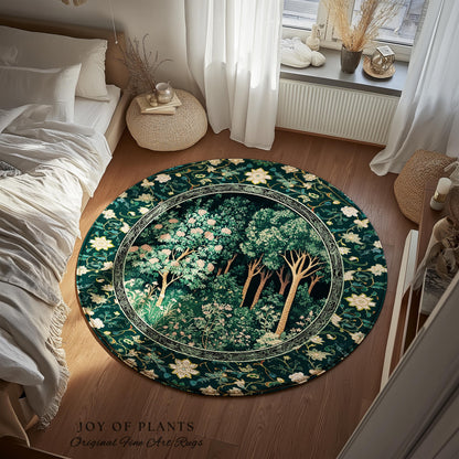 Dark Woodland Whimsical Forest Rug | Whimsigothic Folklore Inspired Room Decor Ethereal Aesthetic Area Rug Fairycore Bedroom Dark Academia |
