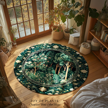 Dark Woodland Whimsical Forest Rug | Whimsigothic Folklore Inspired Room Decor Ethereal Aesthetic Area Rug Fairycore Bedroom Dark Academia |