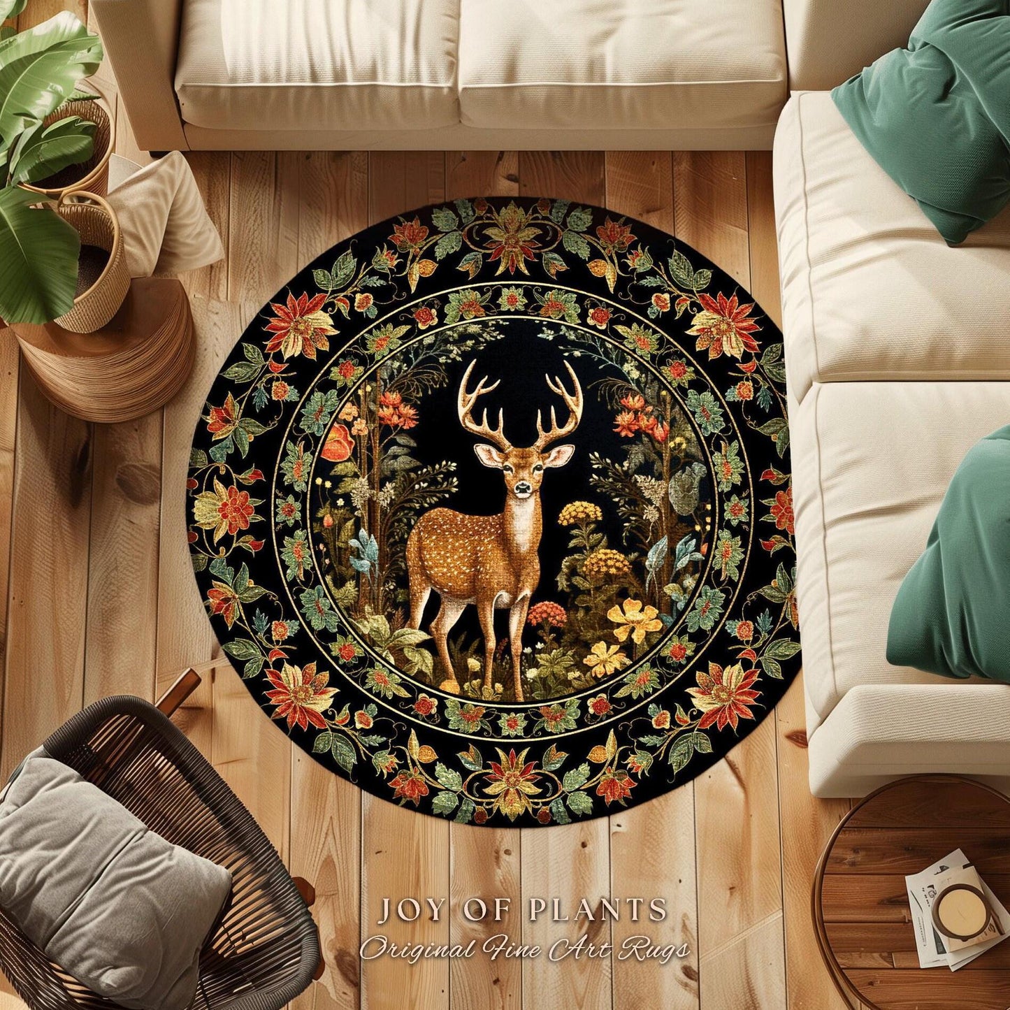 Mystic Nature Area Rug | Ethereal Bedroom Decor William Morris Inspired Cottagecore Room Light Academia Style Rug Mystical Home Accent