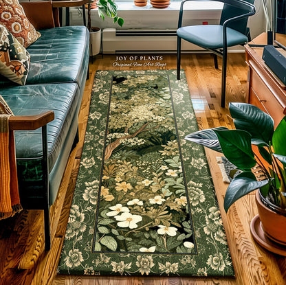 Folklore Fairy Inspired Bedroom Cozy Cottagecore Room Decor Ethereal Nature Aesthetic Sage Green Indie Accent Rug | Soft Aesthetics Area Rug