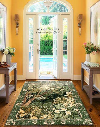 Folklore Fairy Inspired Bedroom Cozy Cottagecore Room Decor Ethereal Nature Aesthetic Sage Green Indie Accent Rug | Soft Aesthetics Area Rug