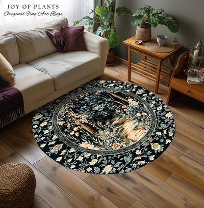 Dreamy Forest Landscape Botanical Area Rug | Misty Forest Dark Cottagecore Aesthetic Fairycore Book Nook Room Decor Magical Jungle Aesthetic