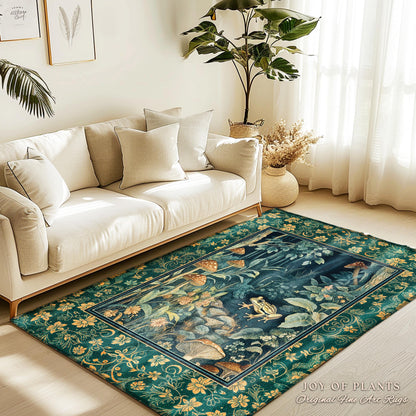 Retro Fungi Forest Area Rug | Botanical Wonders Mystic Cute Outdoorsy Accent Rug for Eclectic Bedroom Goblincore Fairycore Woodland Whimsy |