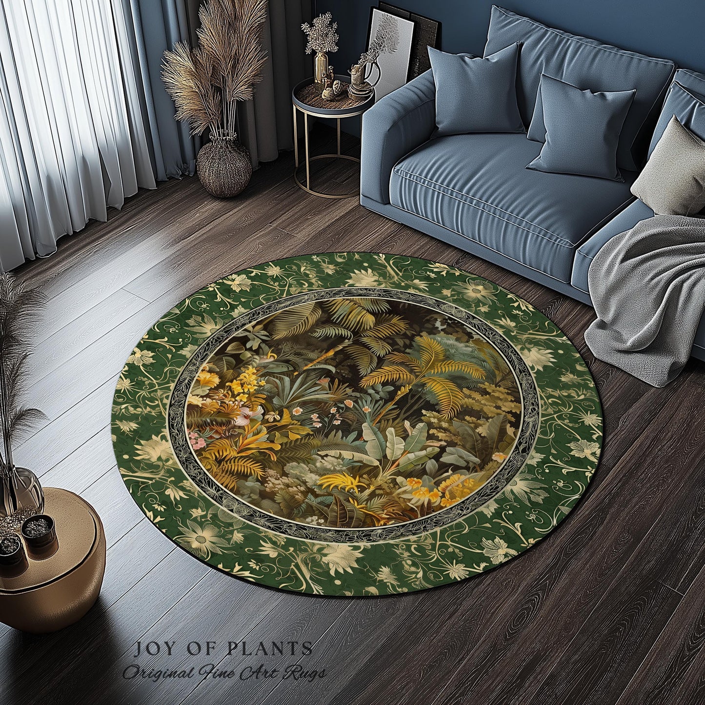 Maximalist Botanical Jungle Area Rug | Exotic Leaf Tropical Nature Theme Bedroom Decor Vintage Elegance Living Room Forest Floor Abstract |