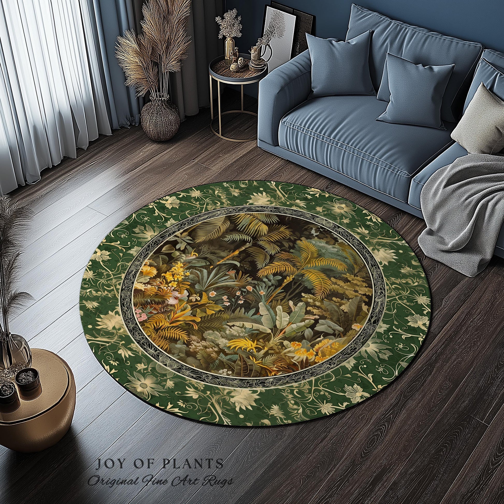 Maximalist Botanical Jungle Area Rug | Exotic Leaf Tropical Nature Theme Bedroom Decor Vintage Elegance Living Room Forest Floor Abstract |