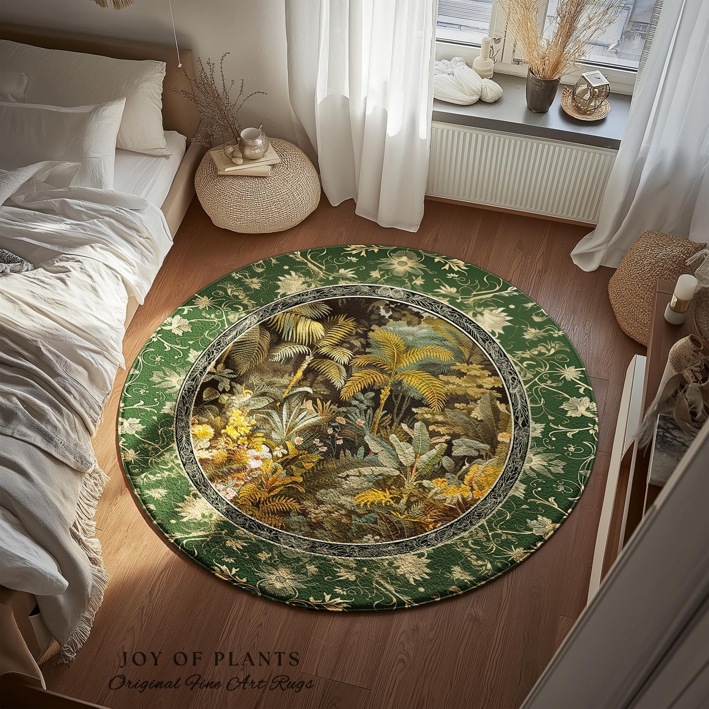 Maximalist Botanical Jungle Area Rug | Exotic Leaf Tropical Nature Theme Bedroom Decor Vintage Elegance Living Room Forest Floor Abstract |