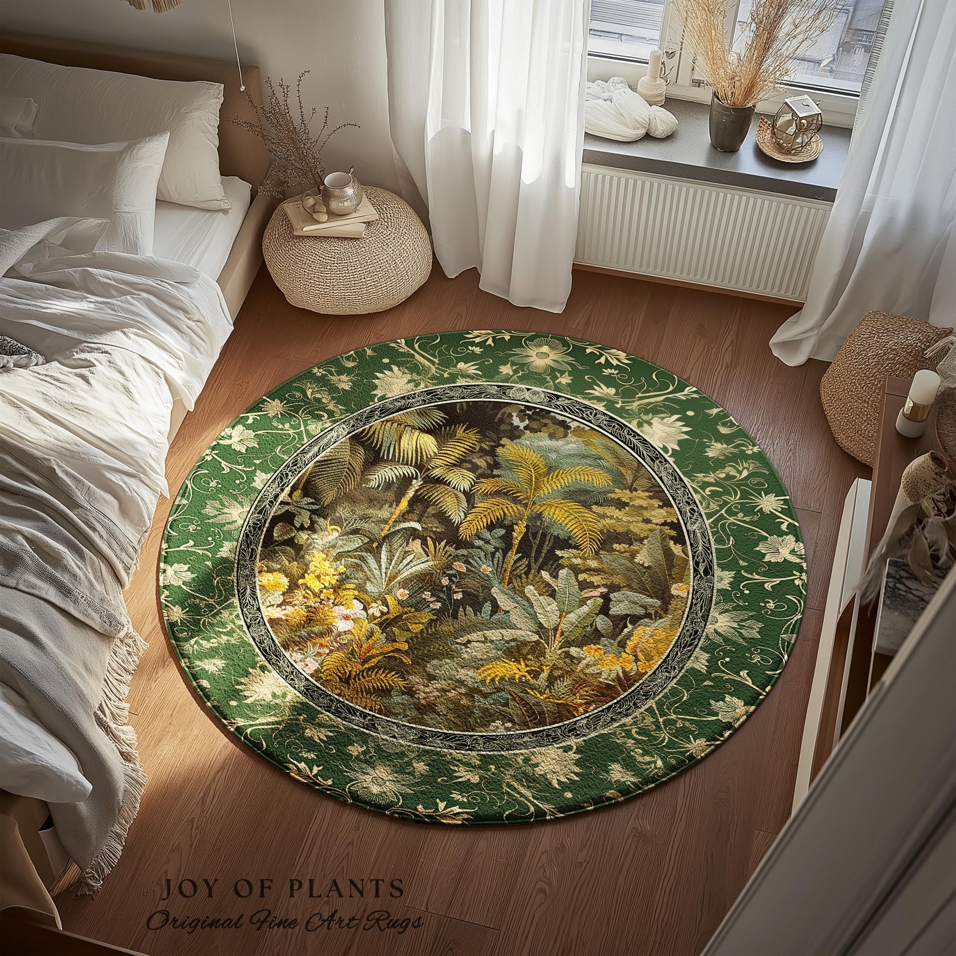 Maximalist Botanical Jungle Area Rug | Exotic Leaf Tropical Nature Theme Bedroom Decor Vintage Elegance Living Room Forest Floor Abstract |