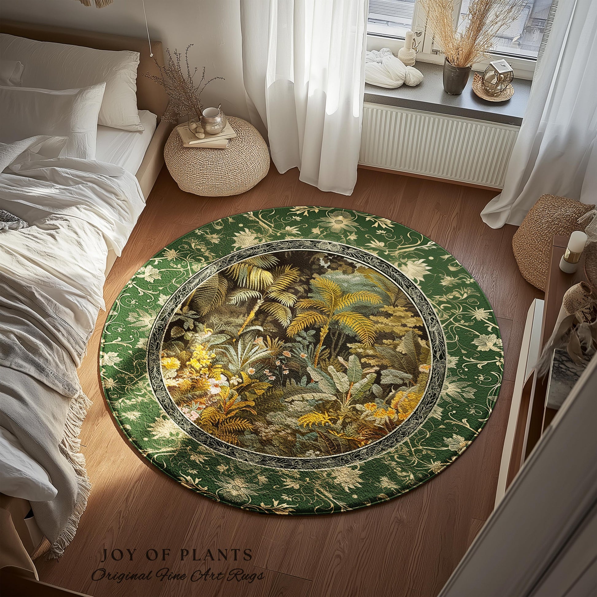 Maximalist Botanical Jungle Area Rug | Exotic Leaf Tropical Nature Theme Bedroom Decor Vintage Elegance Living Room Forest Floor Abstract |