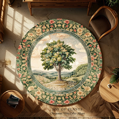 Chateau Garden Tree of Life Rug | French Provincial Landscape Antique Floral Accent Romantic Aesthetic Victorian Home Decor Ornate Style
