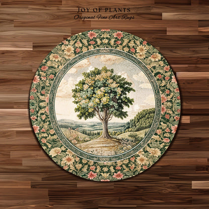Chateau Garden Tree of Life Rug | French Provincial Landscape Antique Floral Accent Romantic Aesthetic Victorian Home Decor Ornate Style