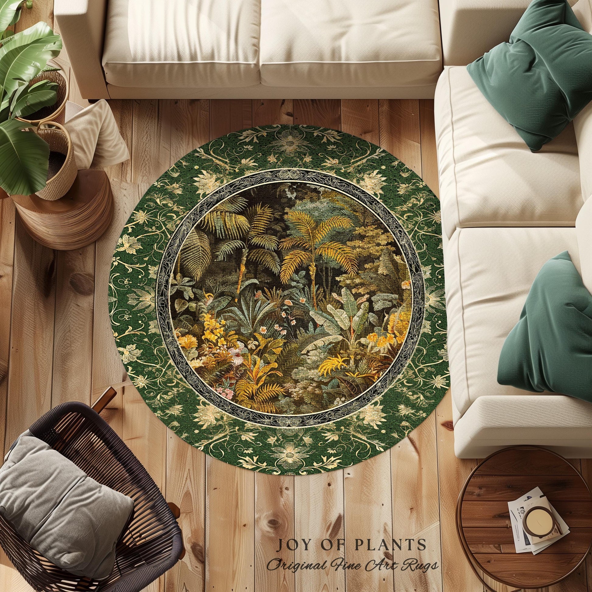 Maximalist Botanical Jungle Area Rug | Exotic Leaf Tropical Nature Theme Bedroom Decor Vintage Elegance Living Room Forest Floor Abstract |