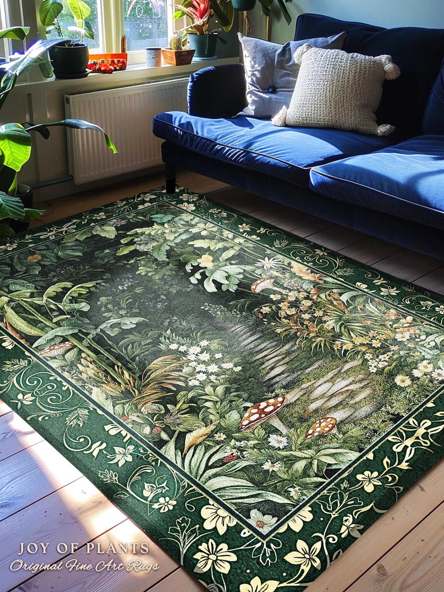 Soft Green Woodland Area Rug for Bedroom | Fairycore Woodland Nature Lover Book Nook Cozy Earthy Bedroom Decor Jungle Whimsical Aesthetic |