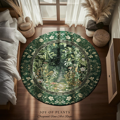 Soft Green Woodland Area Rug for Bedroom | Fairycore Woodland Nature Lover Book Nook Cozy Earthy Bedroom Decor Jungle Whimsical Aesthetic |
