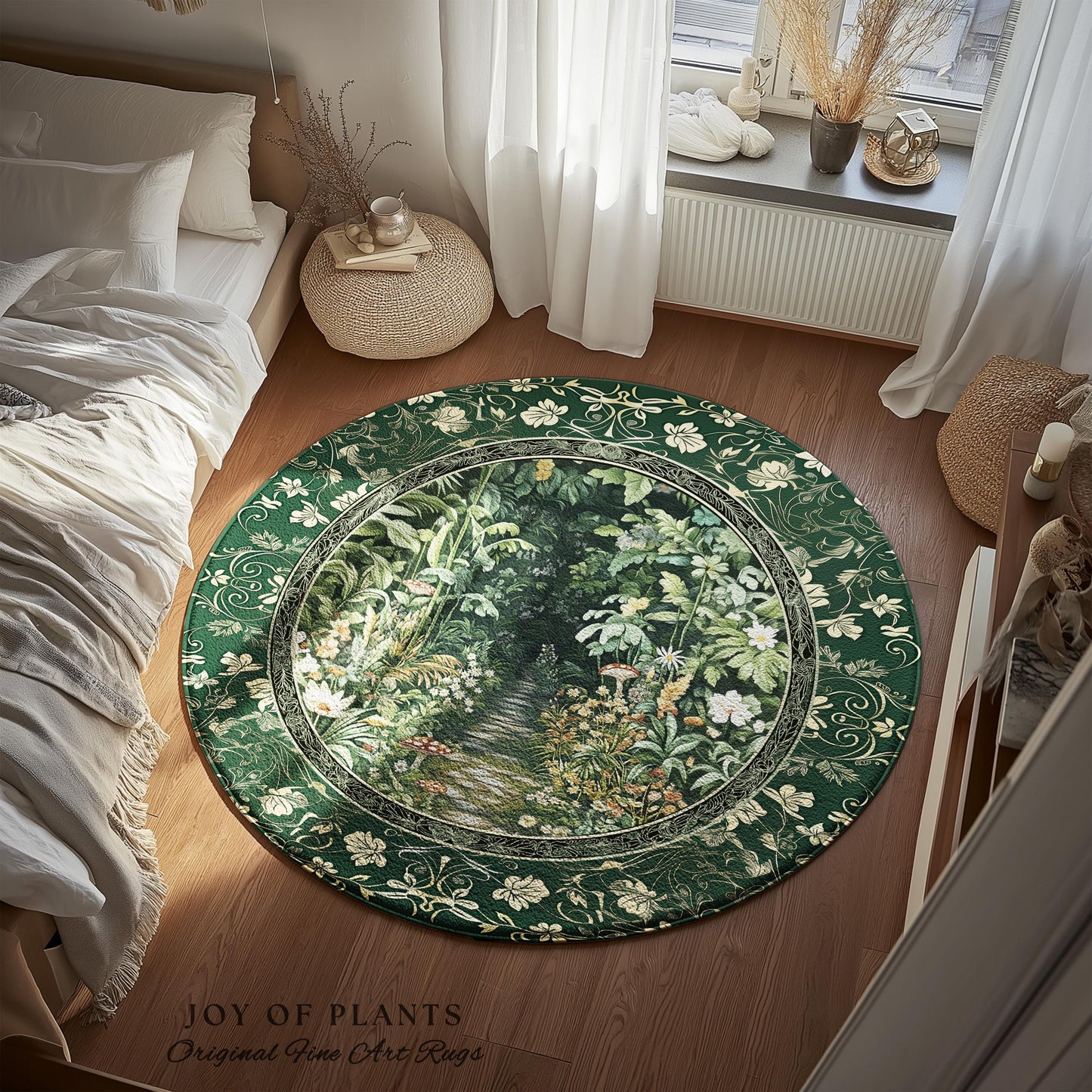 Soft Green Woodland Area Rug for Bedroom | Fairycore Woodland Nature Lover Book Nook Cozy Earthy Bedroom Decor Jungle Whimsical Aesthetic |