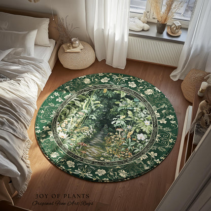 Soft Green Woodland Area Rug for Bedroom | Fairycore Woodland Nature Lover Book Nook Cozy Earthy Bedroom Decor Jungle Whimsical Aesthetic |