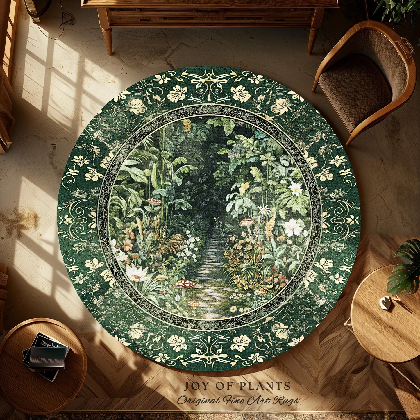 Soft Green Woodland Area Rug for Bedroom | Fairycore Woodland Nature Lover Book Nook Cozy Earthy Bedroom Decor Jungle Whimsical Aesthetic |