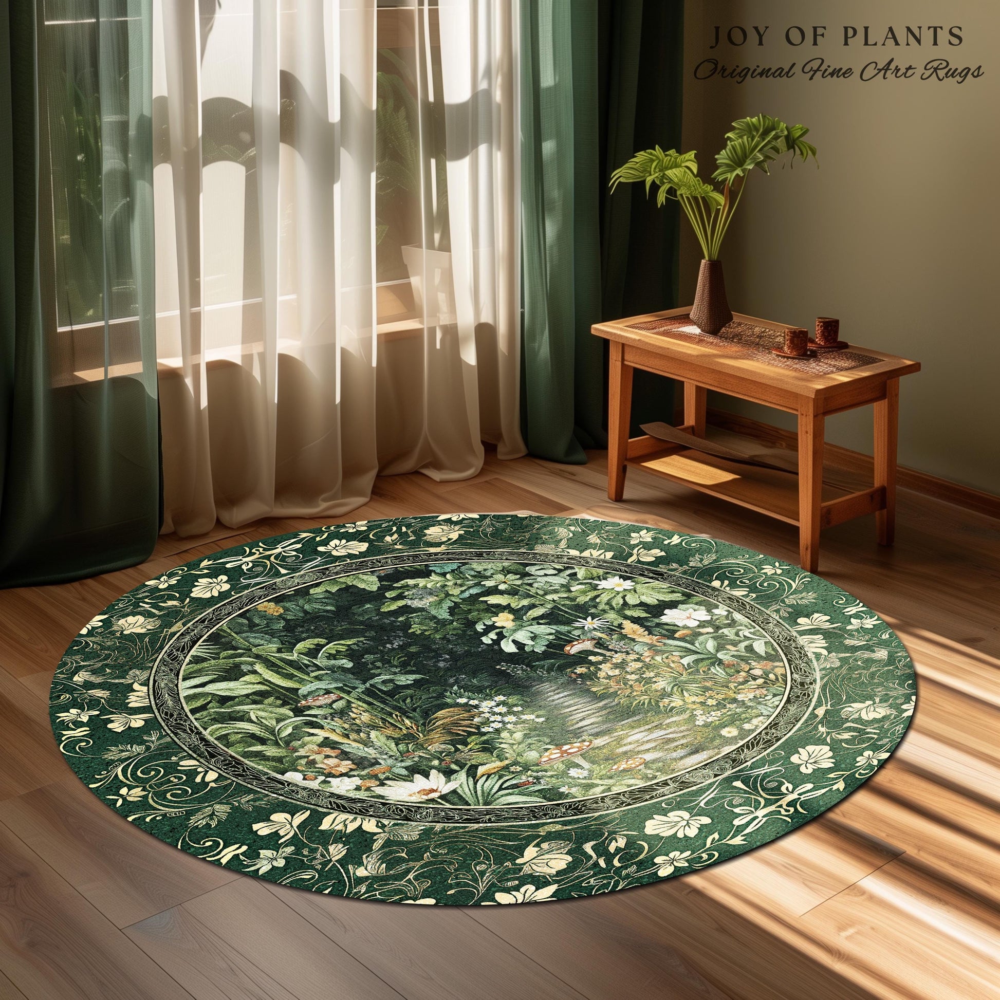 Soft Green Woodland Area Rug for Bedroom | Fairycore Woodland Nature Lover Book Nook Cozy Earthy Bedroom Decor Jungle Whimsical Aesthetic |