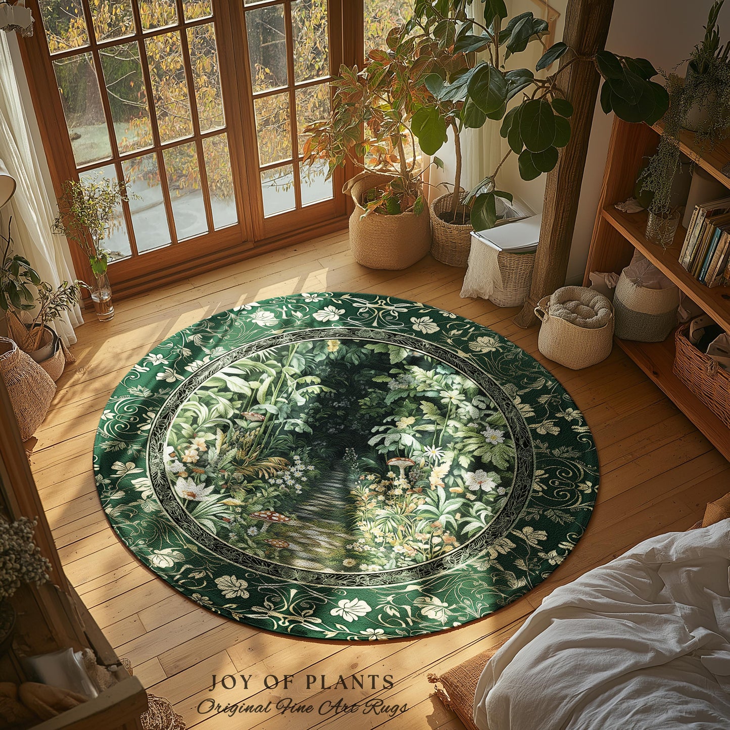 Soft Green Woodland Area Rug for Bedroom | Fairycore Woodland Nature Lover Book Nook Cozy Earthy Bedroom Decor Jungle Whimsical Aesthetic |