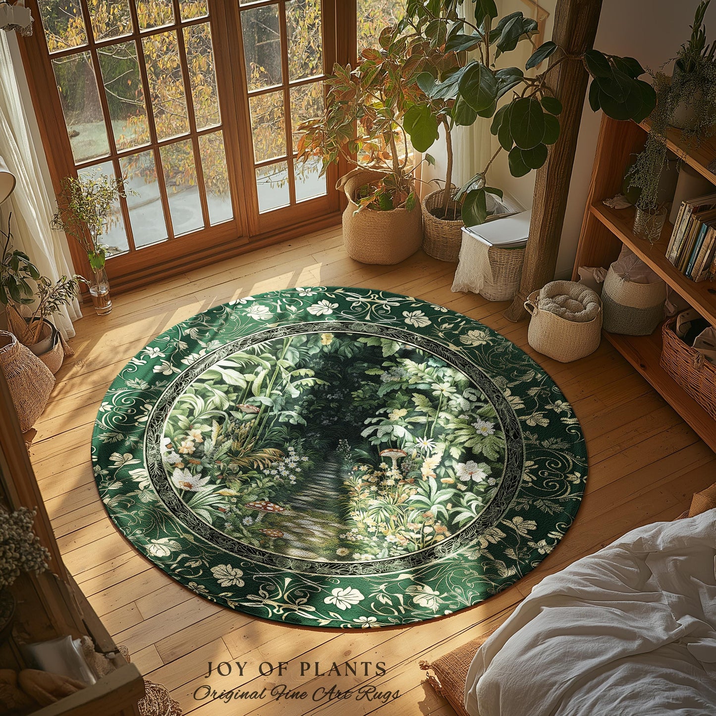 Soft Green Woodland Area Rug for Bedroom | Fairycore Woodland Nature Lover Book Nook Cozy Earthy Bedroom Decor Jungle Whimsical Aesthetic |