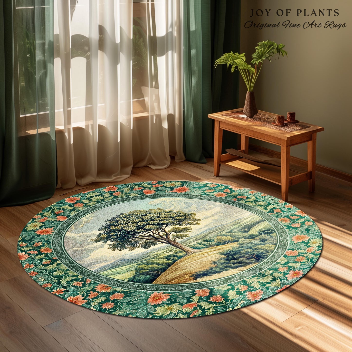 Romantic Ornate Botanical Countryside Rug | Victorian Antique Botanical Accent French Garden Style Chateau Floral Heritage Classical Decor