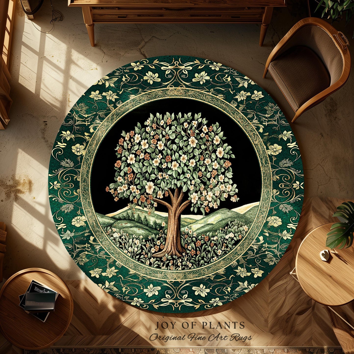 Fairytale Garden Timeless Accent Rug | Storybook Botanical Medieval Rustic Legacy Folklore Romantic Cottage Inspired Cozy Earthy Aesthetic |