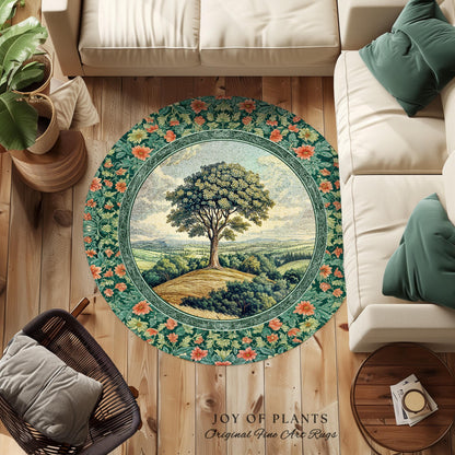 Romantic Ornate Botanical Countryside Rug | Victorian Antique Botanical Accent French Garden Style Chateau Floral Heritage Classical Decor