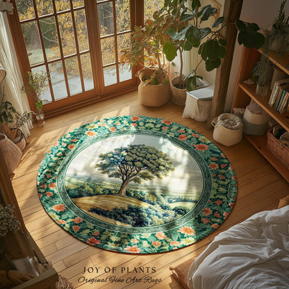 Romantic Ornate Botanical Countryside Rug | Victorian Antique Botanical Accent French Garden Style Chateau Floral Heritage Classical Decor