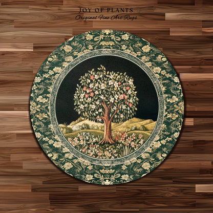 Botanical Tree of Life Accent Rug | Ornate Floral Heritage Decor Vintage Nature Aesthetic Cottagecore Fairycore Bedroom Woodland Inspired