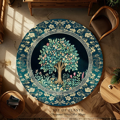 Folklore Forest Storybook Area Rug | Enchanted Floral Botanical Cozy Heritage Tree Vintage Cottagecore Romantic Nature Aesthetic Classic Rug