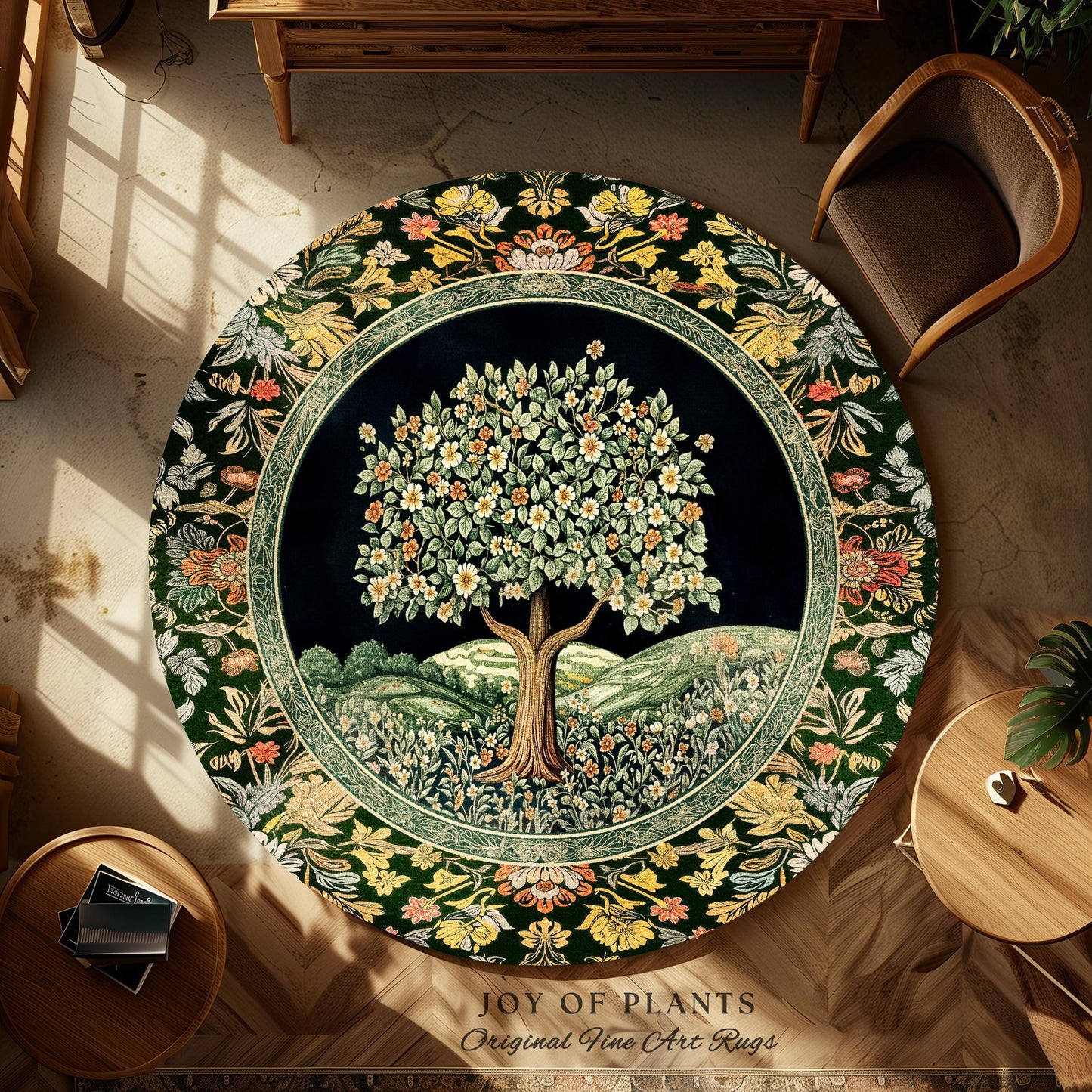Rustic Fairytale Tree Accent Rug | Cozy Enchanted Nature Romantic Forest Ethereal Vintage Floral Woodland Storybook Dreamy Whimsical Magic
