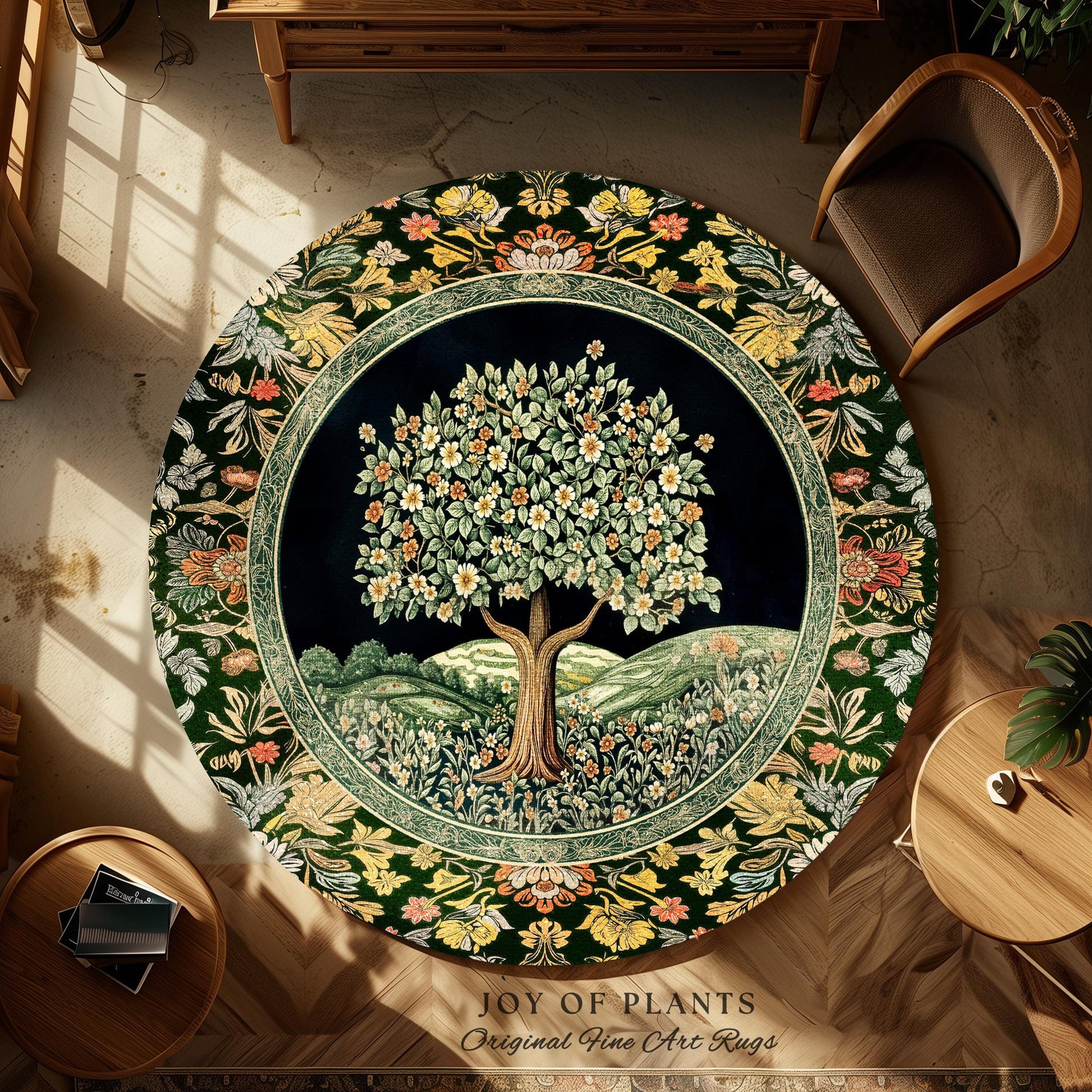 Rustic Fairytale Tree Accent Rug | Cozy Enchanted Nature Romantic Forest Ethereal Vintage Floral Woodland Storybook Dreamy Whimsical Magic