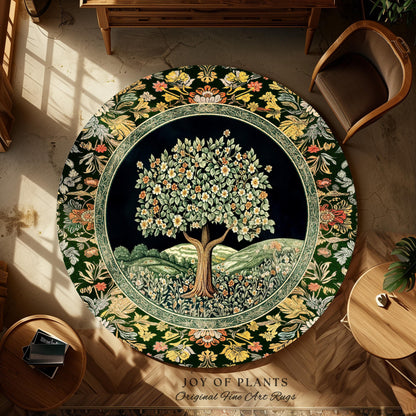 Rustic Fairytale Tree Accent Rug | Cozy Enchanted Nature Romantic Forest Ethereal Vintage Floral Woodland Storybook Dreamy Whimsical Magic