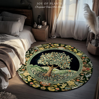 Rustic Fairytale Tree Accent Rug | Cozy Enchanted Nature Romantic Forest Ethereal Vintage Floral Woodland Storybook Dreamy Whimsical Magic