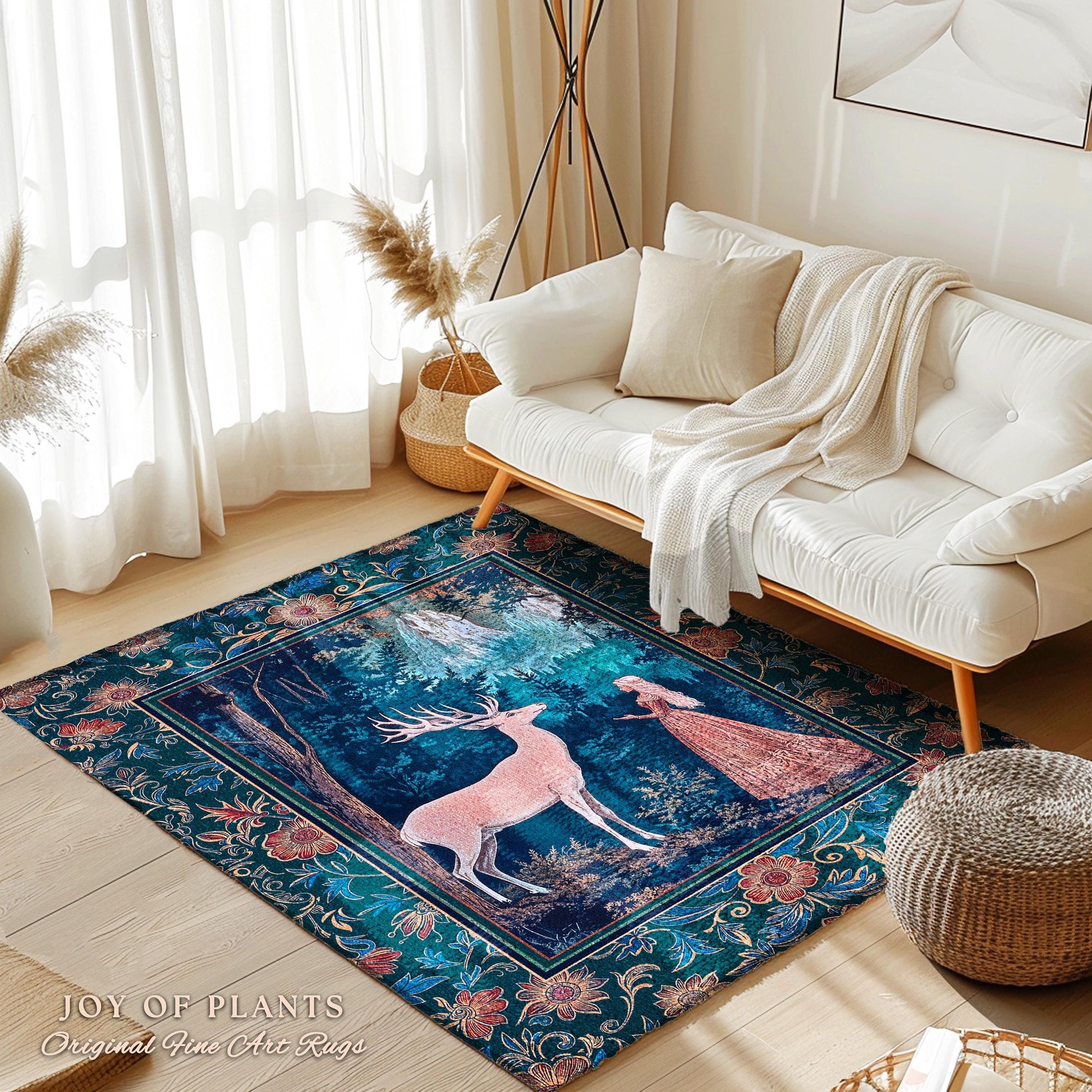 Ancient Forest Spirits Woodland Rug | Maximalist Victorian Gothic Home Accent Rug Whimsical Nature Rich Color Ornate Boho Botanical Princess