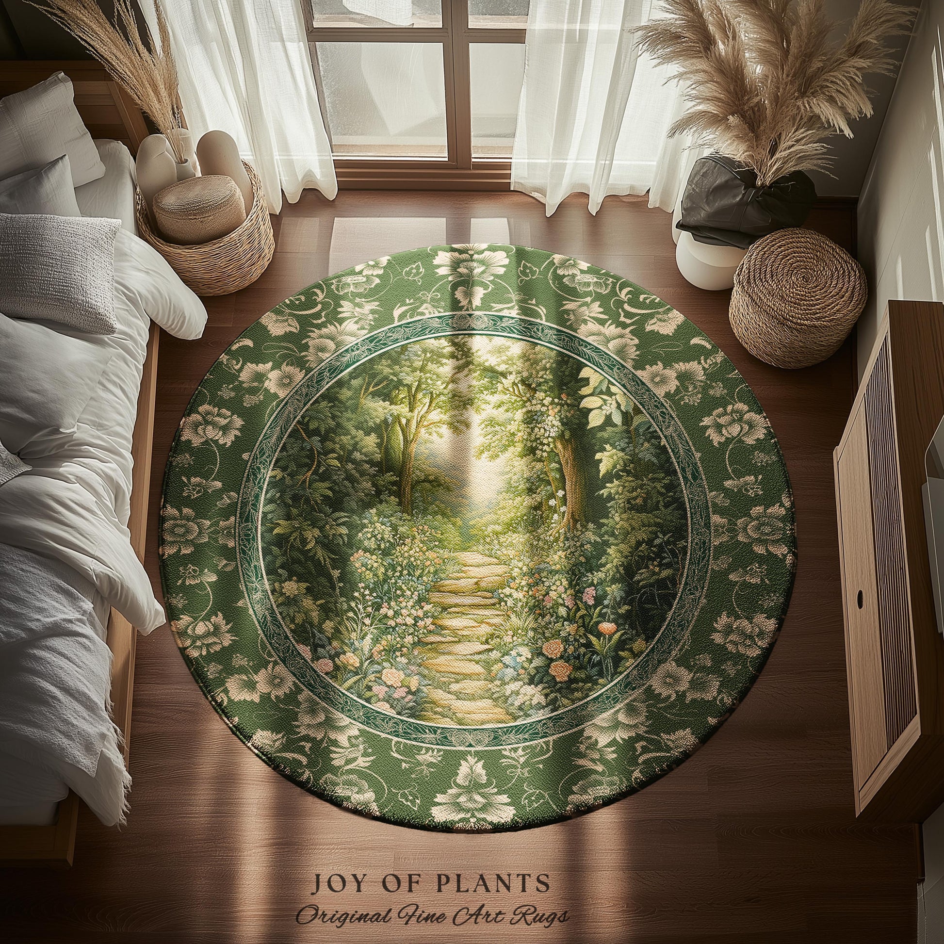 Mystic Garden Fairytale Landscape Area Rug | Fairycore Woodland Nature Lover Book Nook Floor Mat Cozy Earthy Bedroom Decor Whimsical Floral