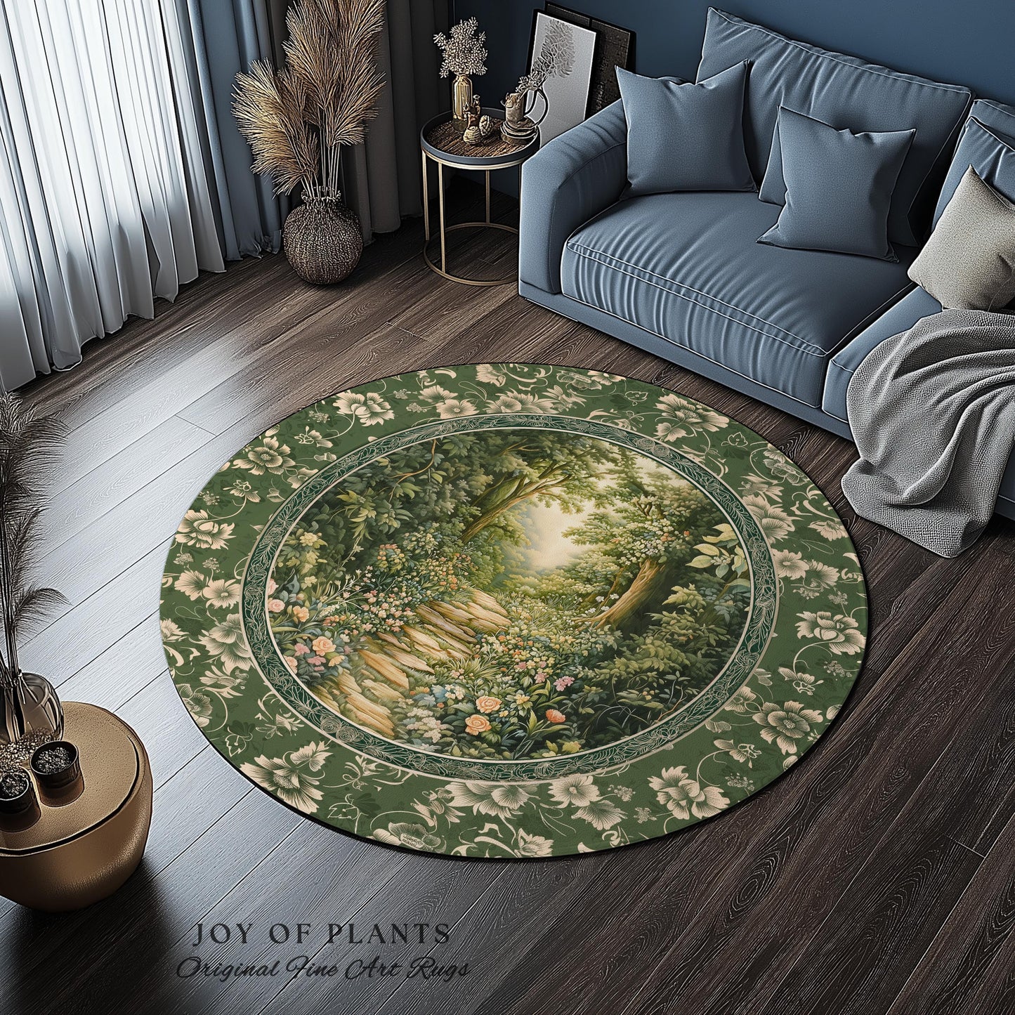 Mystic Garden Fairytale Landscape Area Rug | Fairycore Woodland Nature Lover Book Nook Floor Mat Cozy Earthy Bedroom Decor Whimsical Floral
