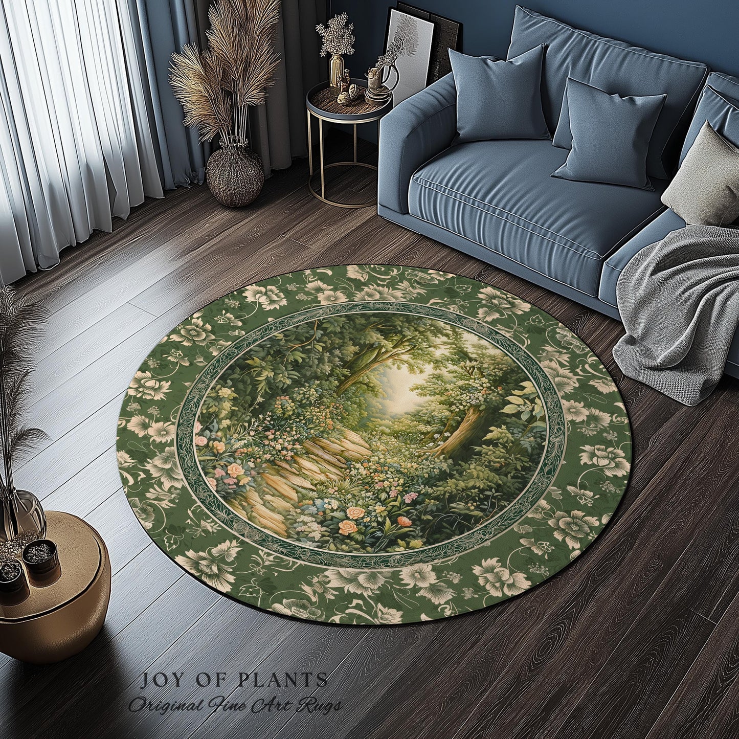 Mystic Garden Fairytale Landscape Area Rug | Fairycore Woodland Nature Lover Book Nook Floor Mat Cozy Earthy Bedroom Decor Whimsical Floral