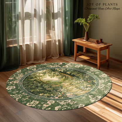 Mystic Garden Fairytale Landscape Area Rug | Fairycore Woodland Nature Lover Book Nook Floor Mat Cozy Earthy Bedroom Decor Whimsical Floral