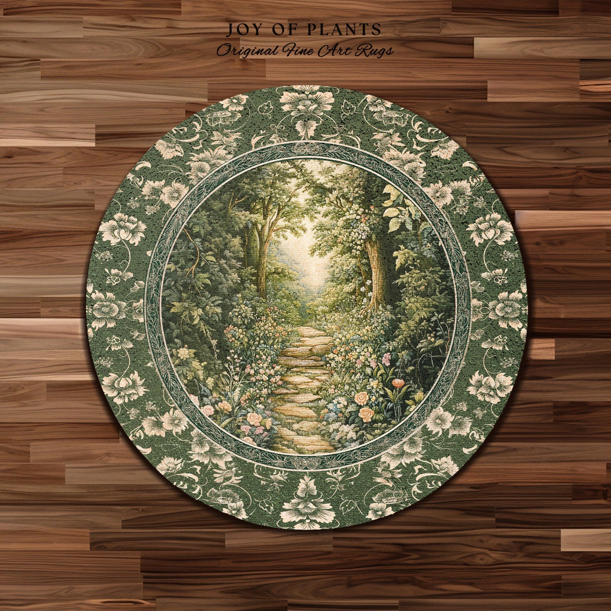 Mystic Garden Fairytale Landscape Area Rug | Fairycore Woodland Nature Lover Book Nook Floor Mat Cozy Earthy Bedroom Decor Whimsical Floral