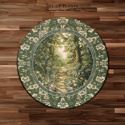 Mystic Garden Fairytale Landscape Area Rug | Fairycore Woodland Nature Lover Book Nook Floor Mat Cozy Earthy Bedroom Decor Whimsical Floral