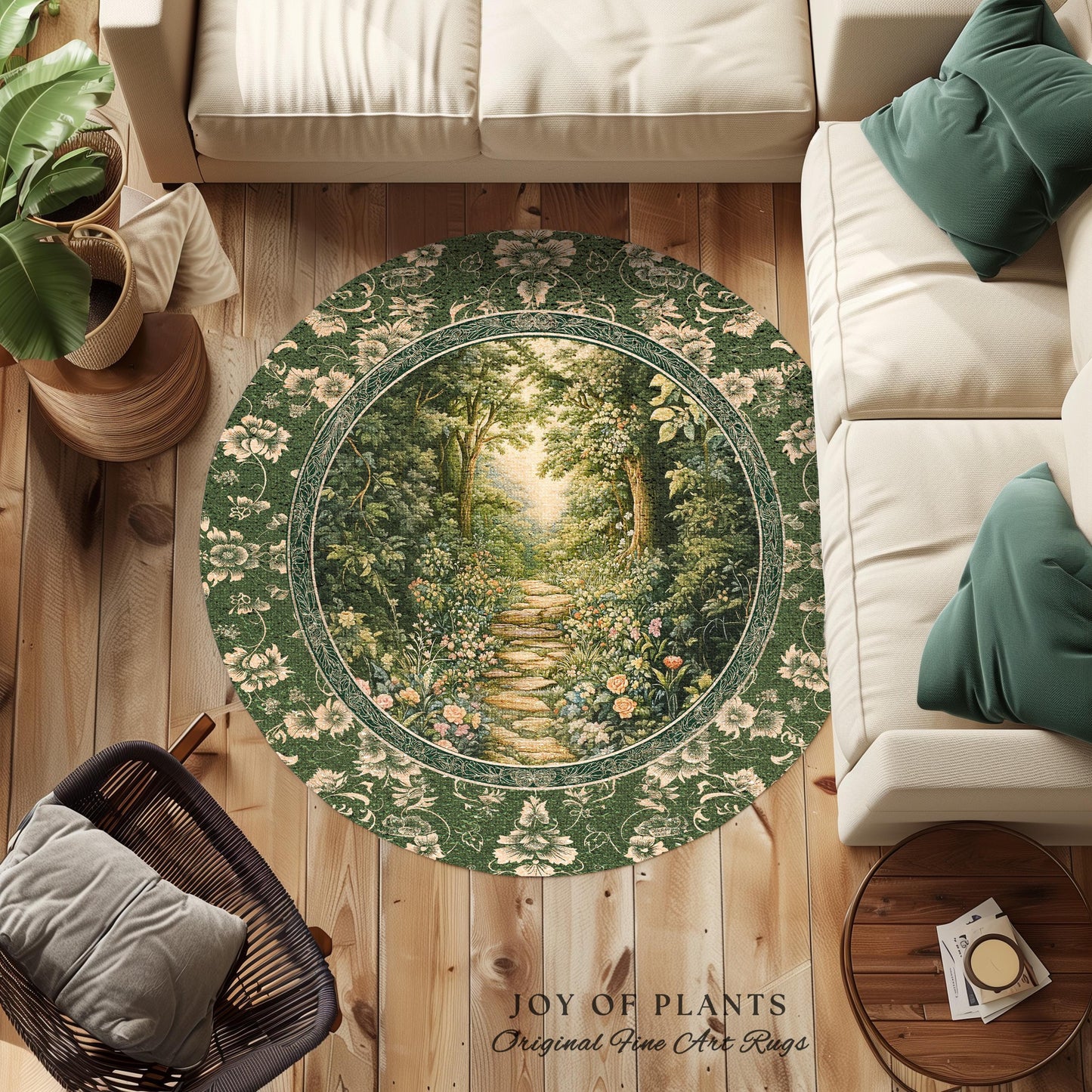 Mystic Garden Fairytale Landscape Area Rug | Fairycore Woodland Nature Lover Book Nook Floor Mat Cozy Earthy Bedroom Decor Whimsical Floral