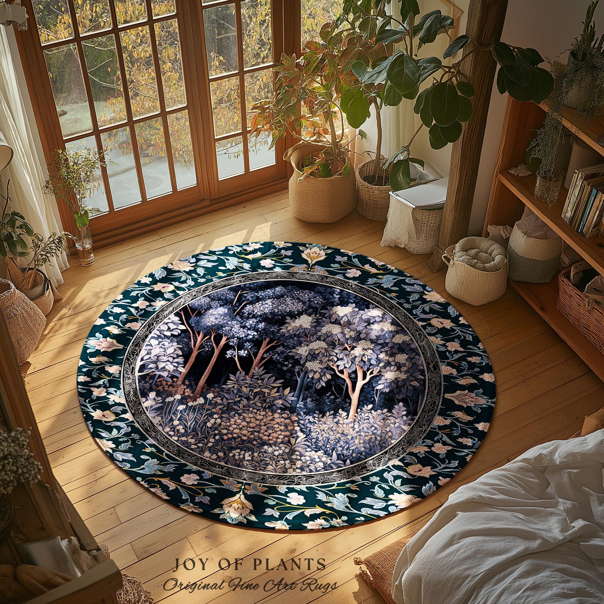 Fairycore Aesthetic Botanical Rug | Dark Academia Ethereal Lavender Purple Area Rug Nature Inspired Woodland Wildflowers Decor Ethereal |