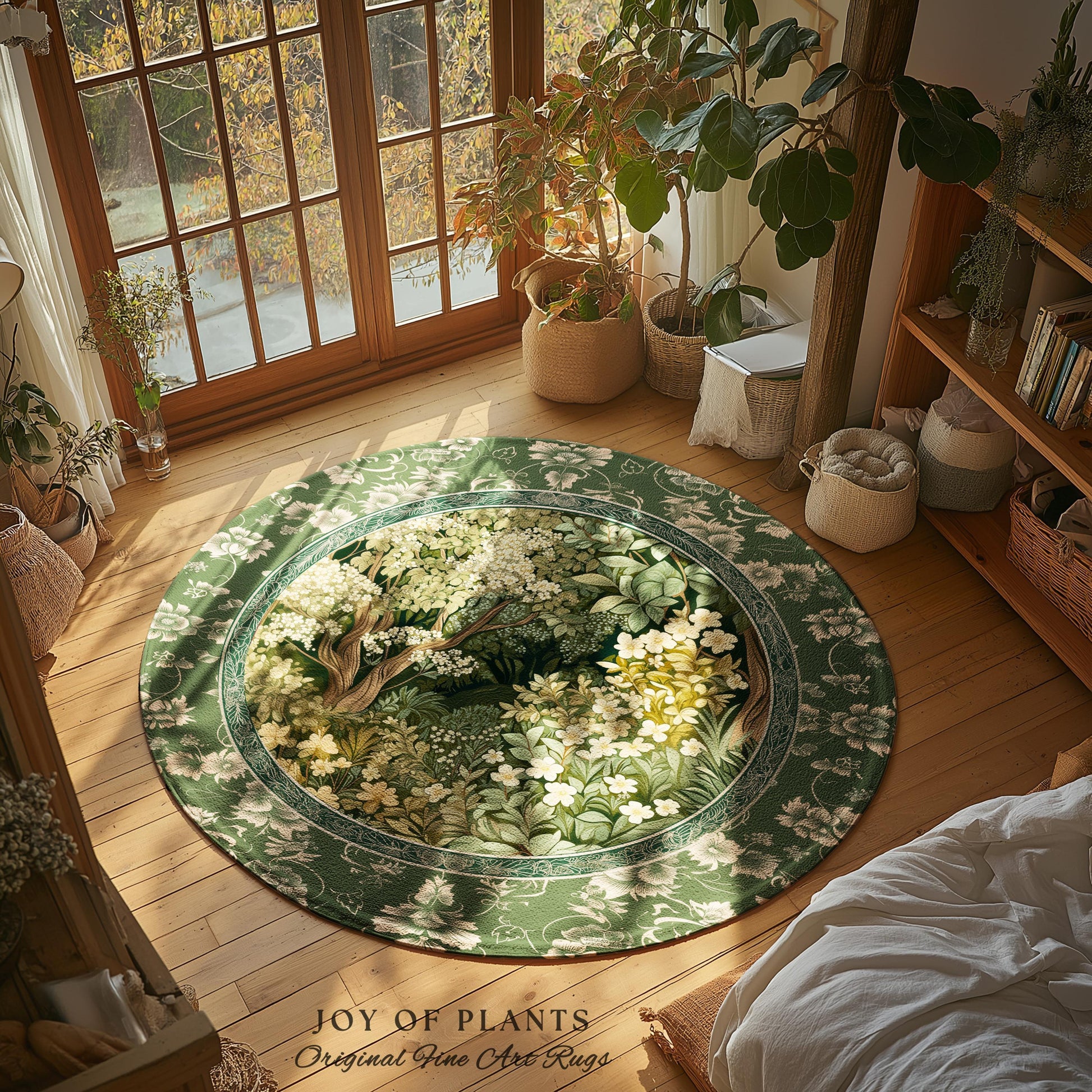 Soft Aesthetics Folklore Area Rug | Fairy Inspired Bedroom Cozy Cottagecore Room Decor Ethereal Nature Aesthetic Sage Green Indie Accent Rug