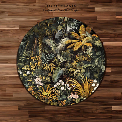 Earthy Colors Tropical Leaves Area Rug | Jungle Theme Bedroom Decor Whimsical Botanical Living Room Forest Floor Abstract House Plant Rug |