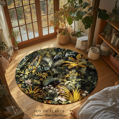 Earthy Colors Tropical Leaves Area Rug | Jungle Theme Bedroom Decor Whimsical Botanical Living Room Forest Floor Abstract House Plant Rug |