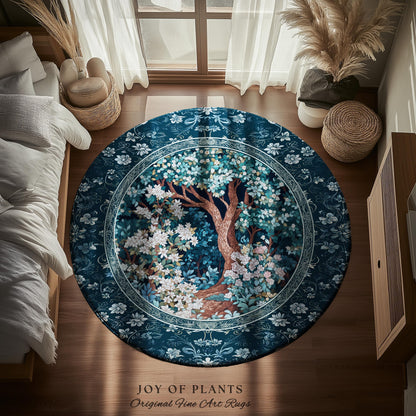 Bohemian Tree Rug Magical Aesthetic | Folklore Room Decor Ethereal Area Rug Nature Inspired Woodland Magic Wildflower Fairy Inspired Bedroom